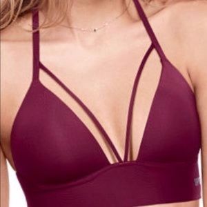 PINK VS bonded triangle push up in color maroon